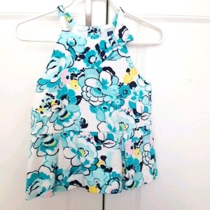 Janie and Jack blue floral sleeveless top 4T